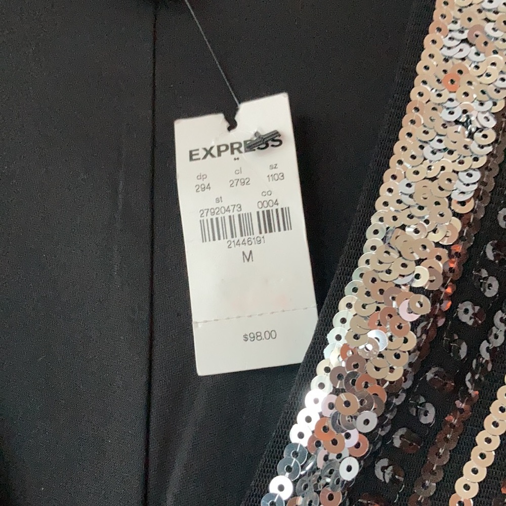 New black Express sequence dress sz M - Picture 4 of 4